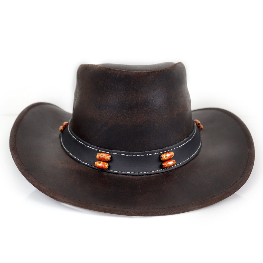 The Amarillo – Beaded Band Leather Cowboy Hat
