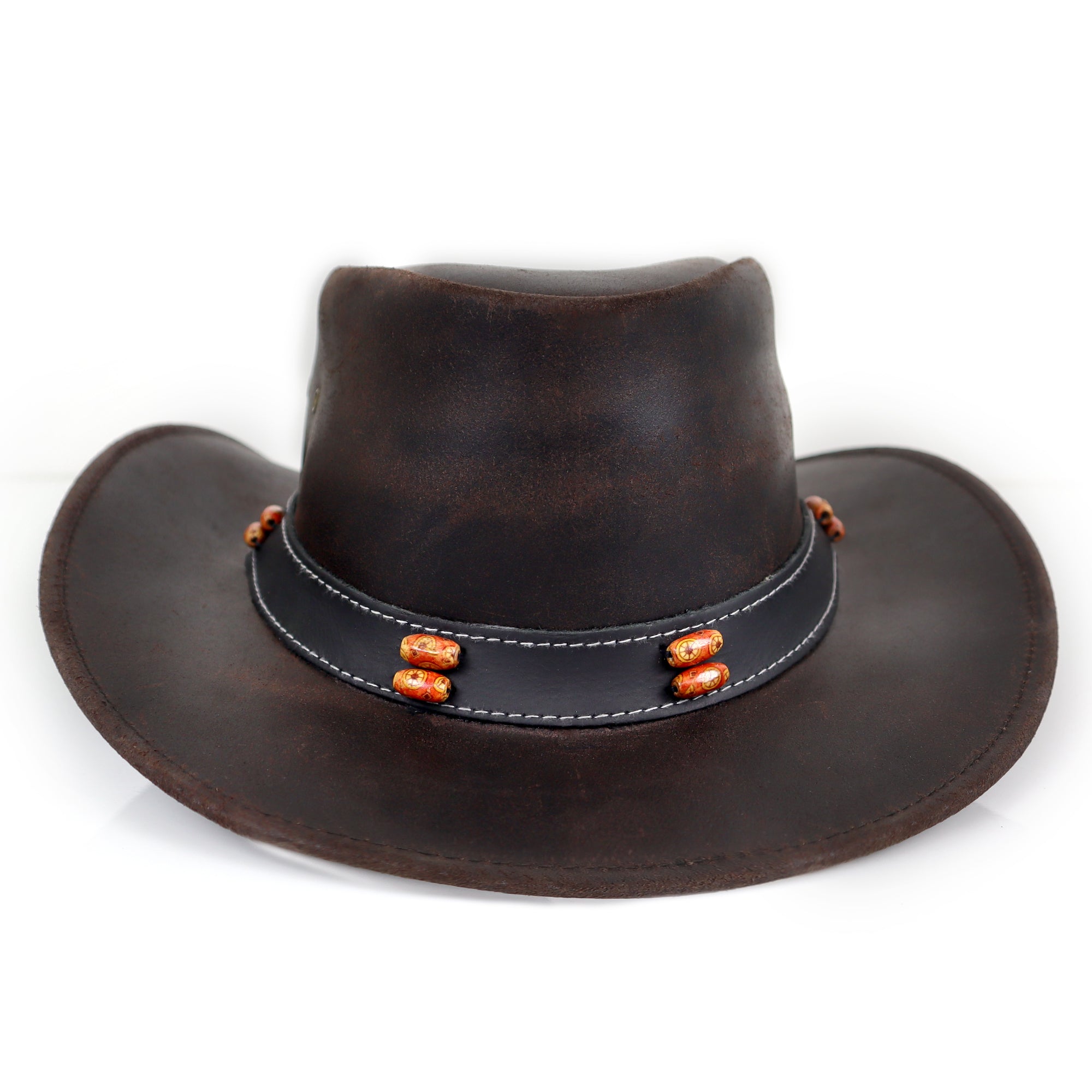 The Amarillo – Beaded Band Leather Cowboy Hat