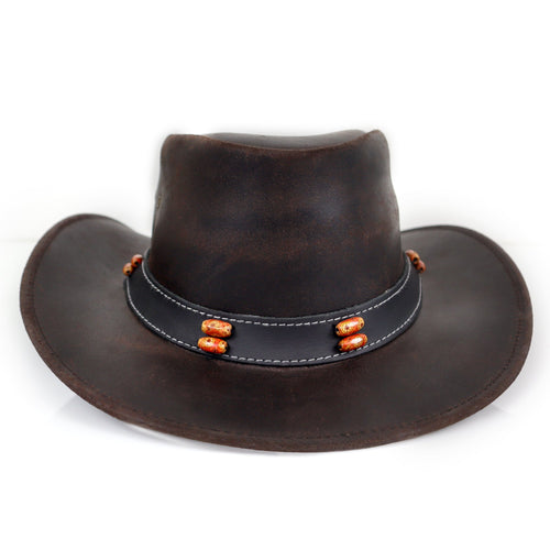 The Amarillo – Beaded Band Leather Cowboy Hat
