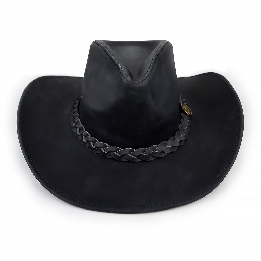 The Tucson – Black Braided Band Leather Cowboy Hat