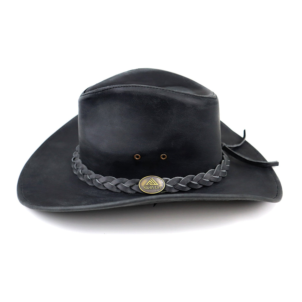 The Tucson – Black Braided Band Leather Cowboy Hat