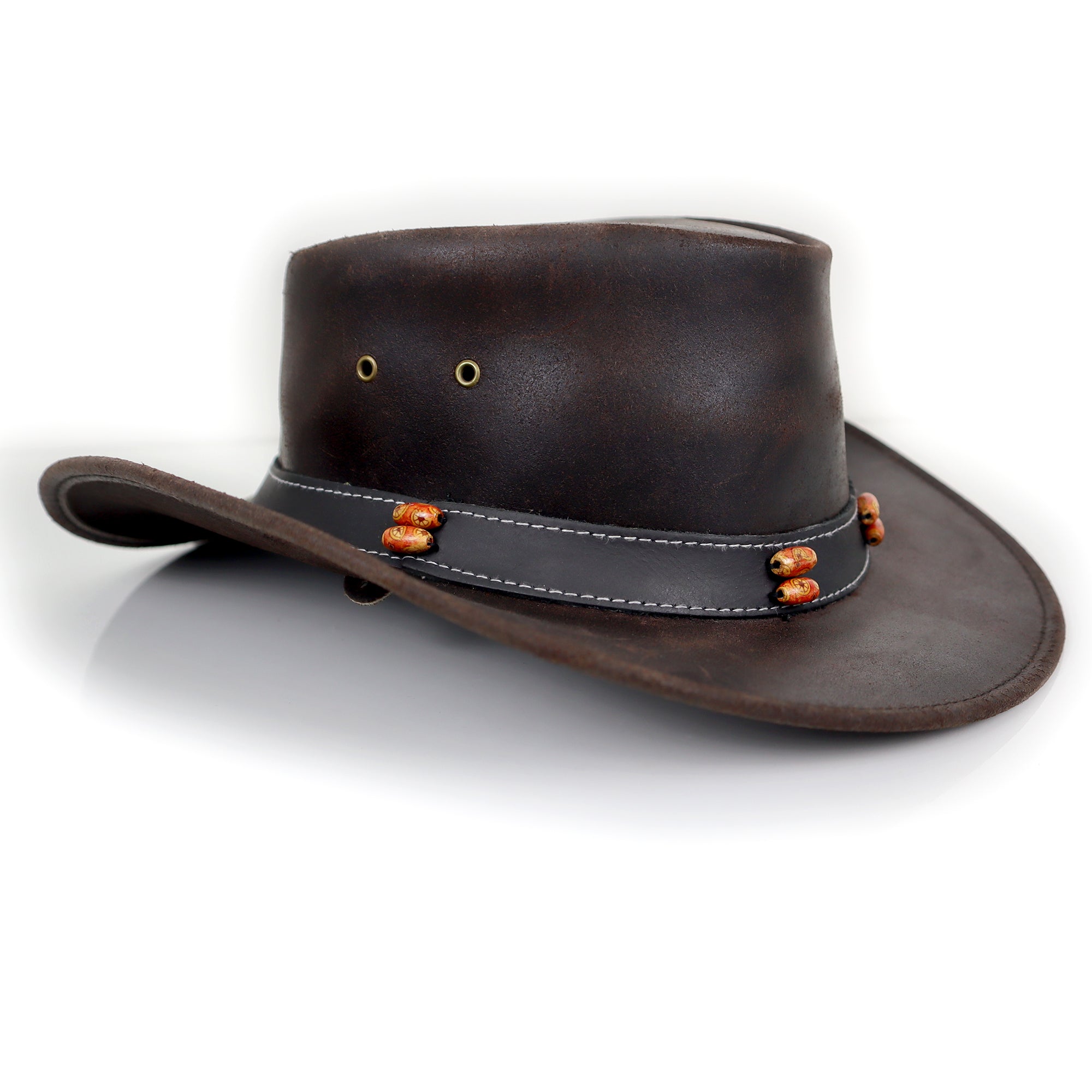 The Amarillo – Beaded Band Leather Cowboy Hat