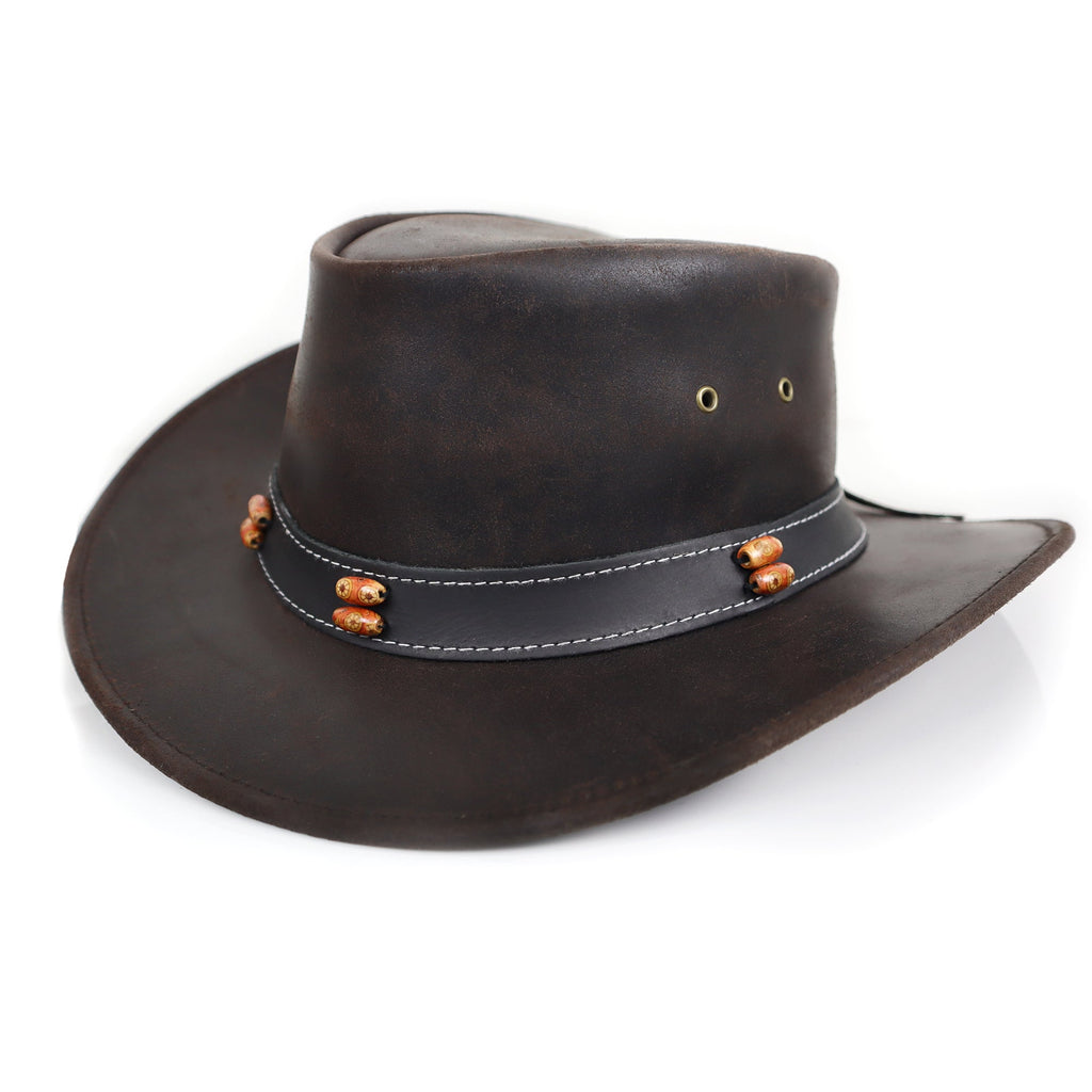 The Amarillo – Beaded Band Leather Cowboy Hat