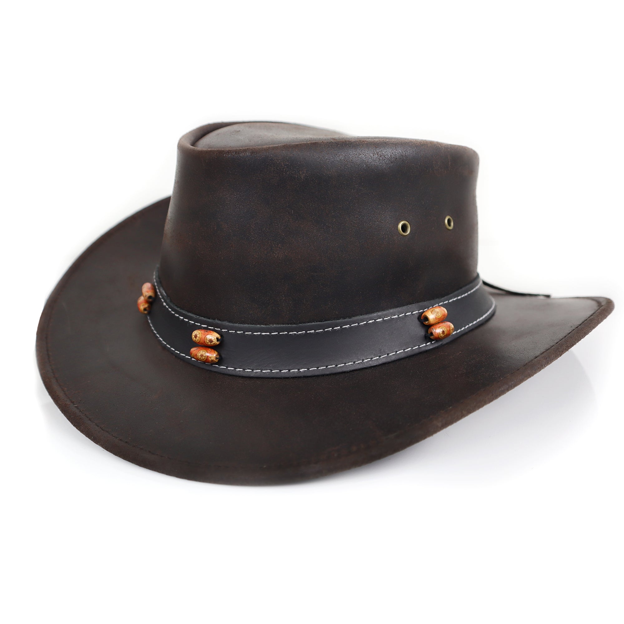 The Amarillo – Beaded Band Leather Cowboy Hat