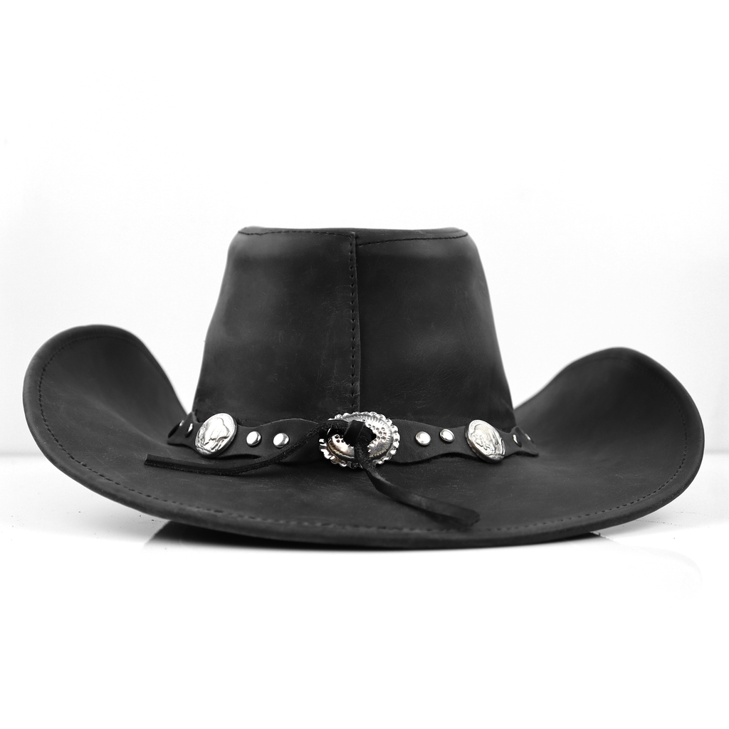 The Outlaw – Concho Band Leather Cowboy Hat