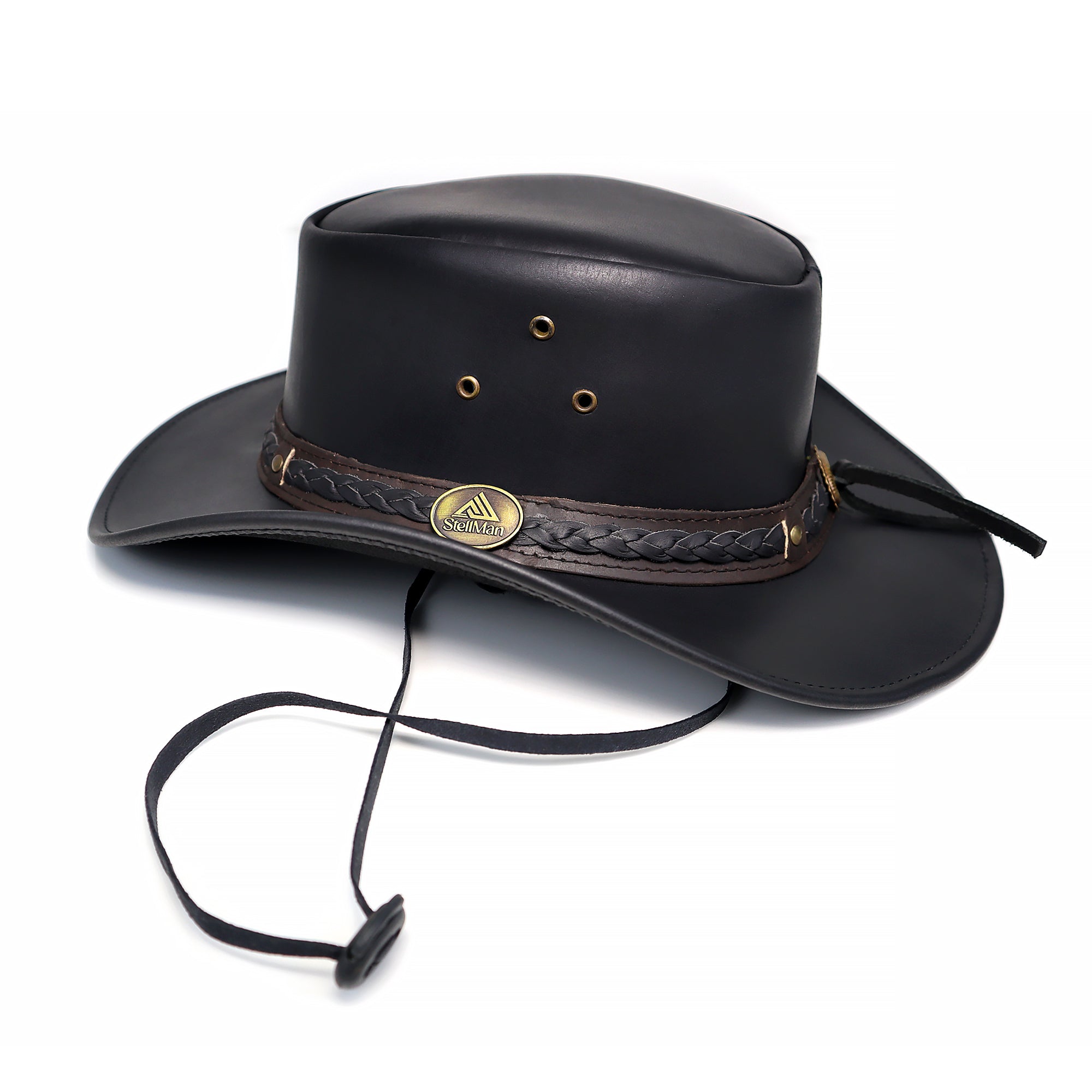 The Rawhide – Black Leather Cowboy Hat