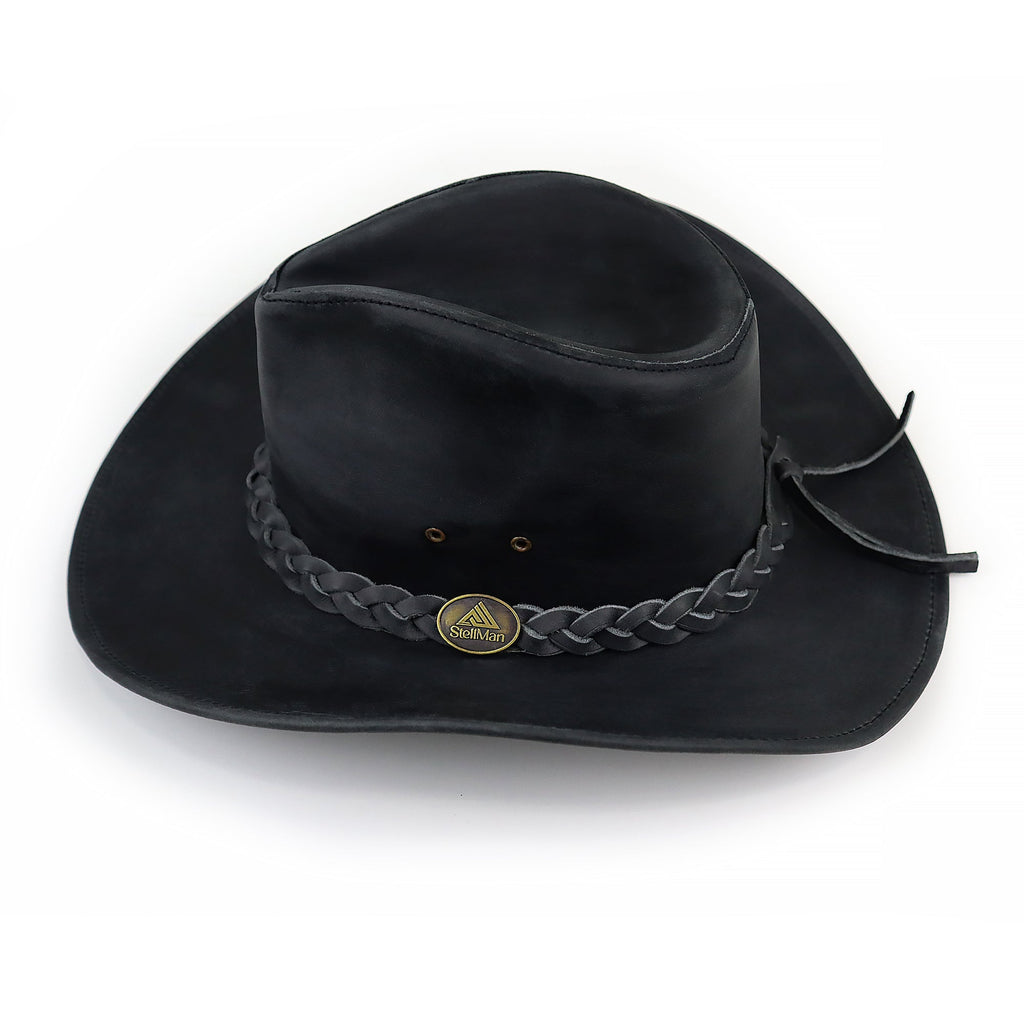 The Tucson – Black Braided Band Leather Cowboy Hat