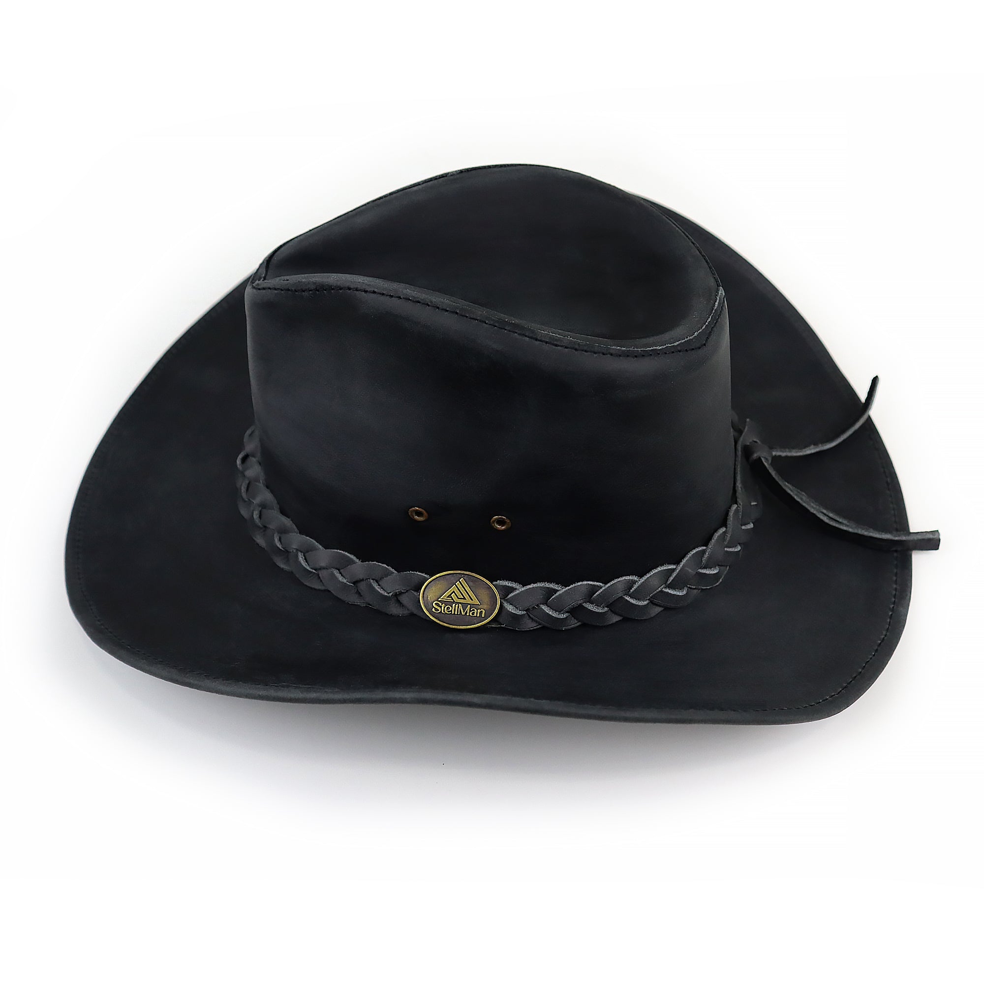The Tucson – Black Braided Band Leather Cowboy Hat