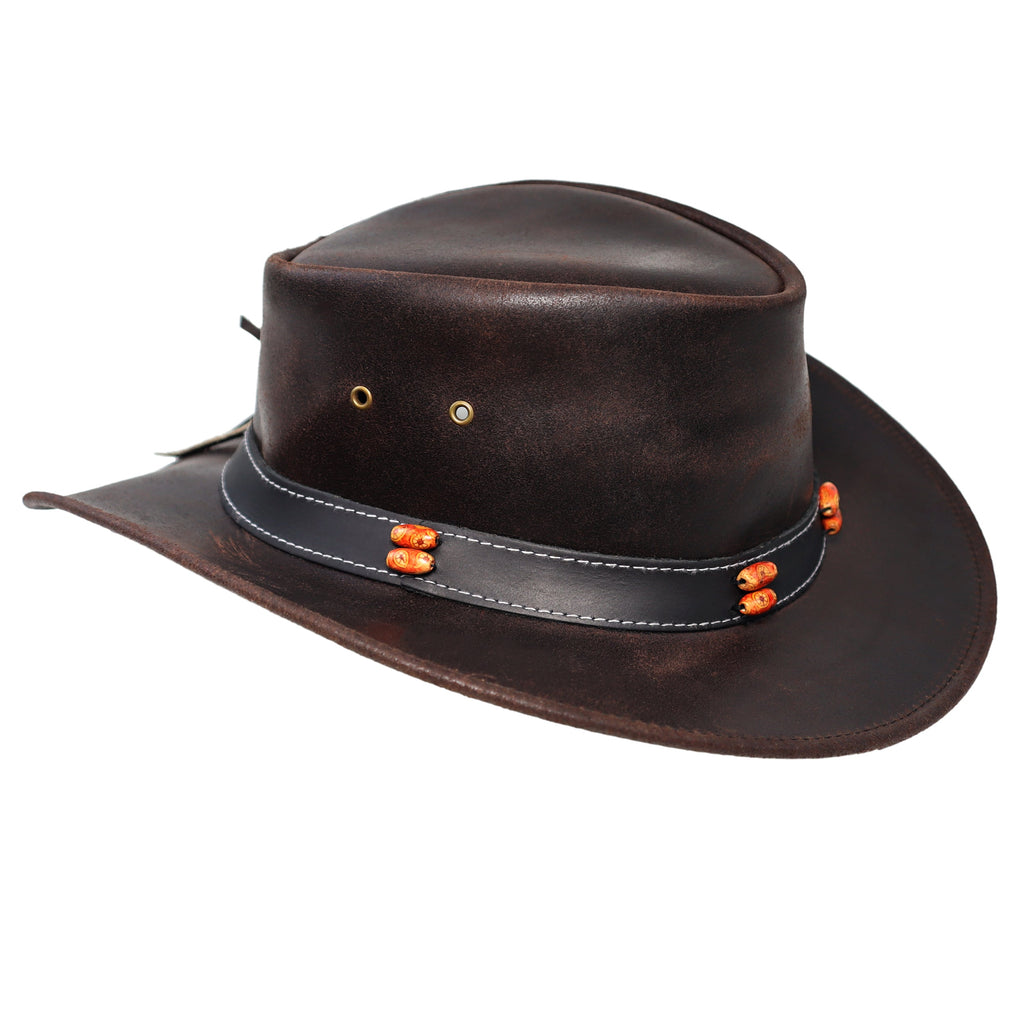 The Amarillo – Beaded Band Leather Cowboy Hat
