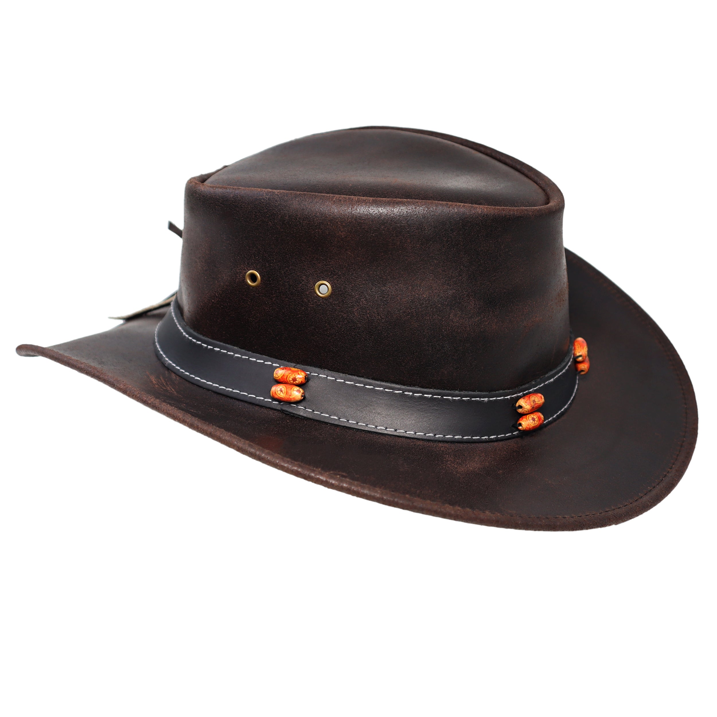 The Amarillo – Beaded Band Leather Cowboy Hat