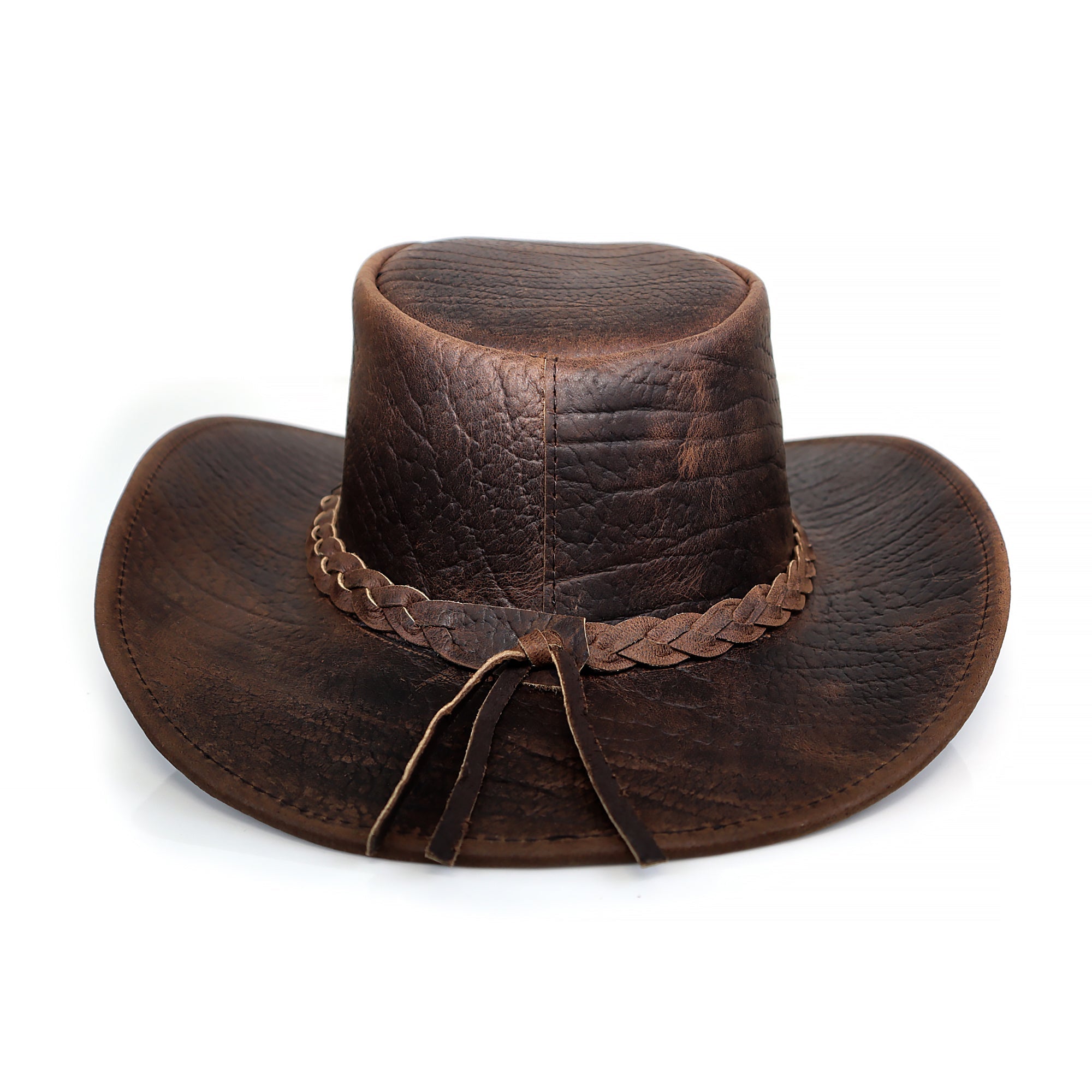 The Clayton – Weathered Brown Leather Cowboy Hat