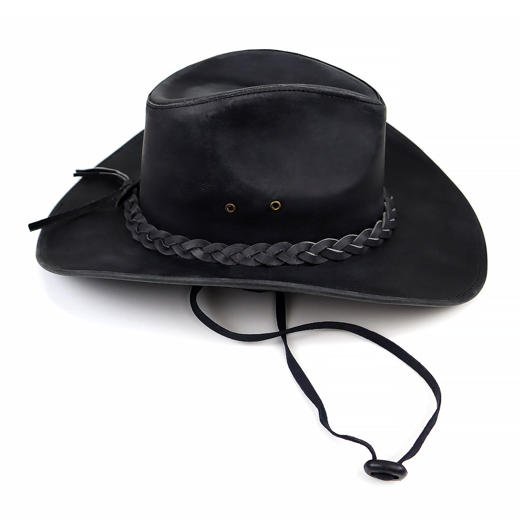 The Tucson – Black Braided Band Leather Cowboy Hat