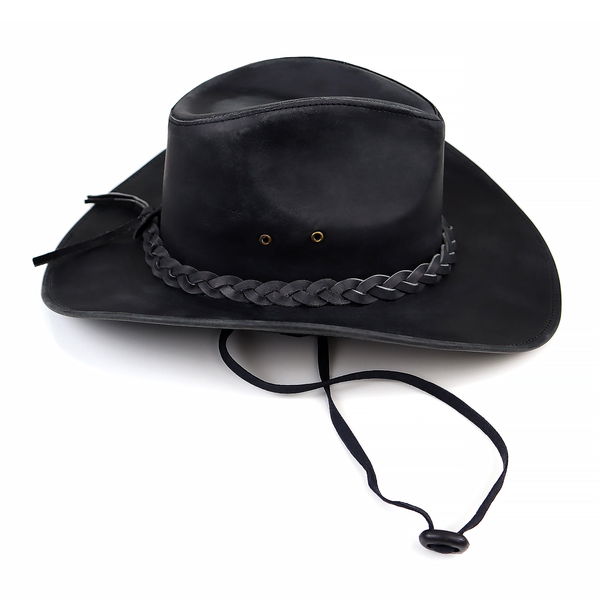 The Tucson – Black Braided Band Leather Cowboy Hat