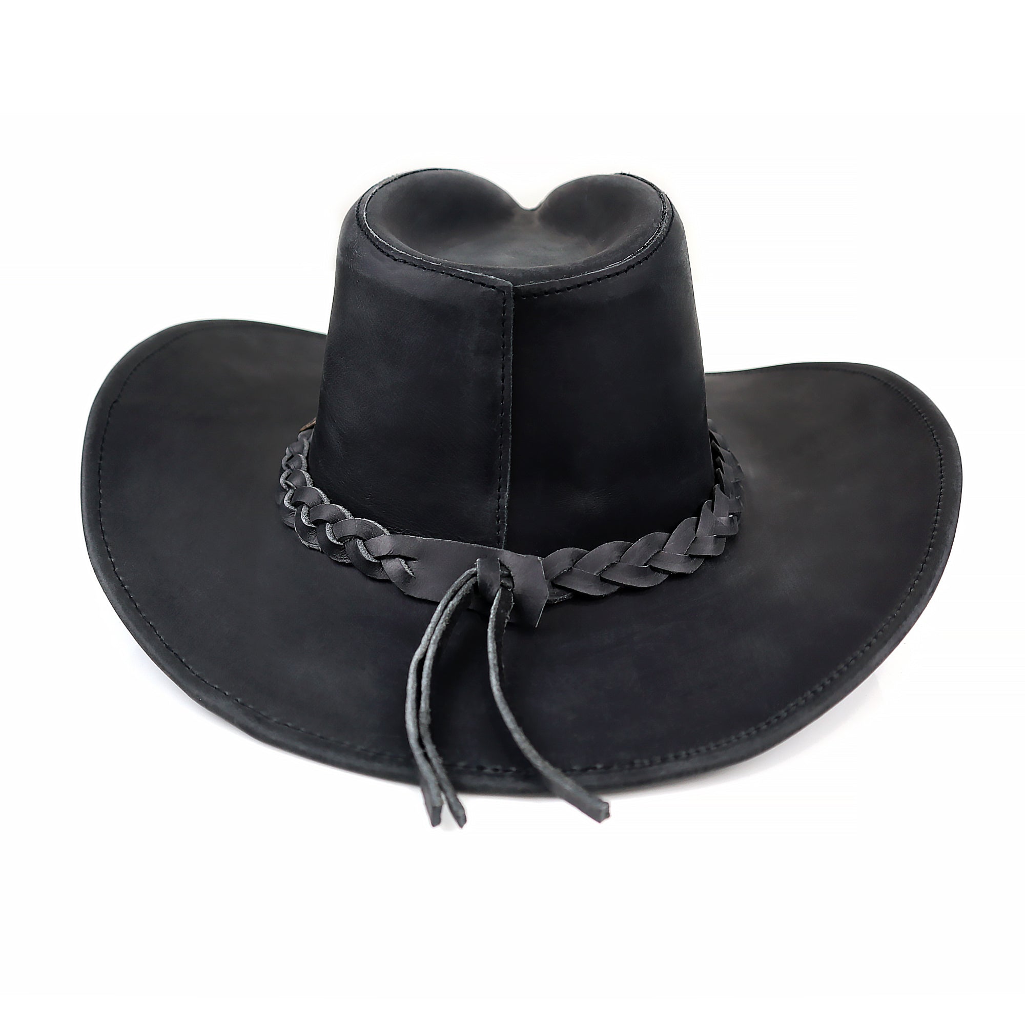 The Tucson – Black Braided Band Leather Cowboy Hat