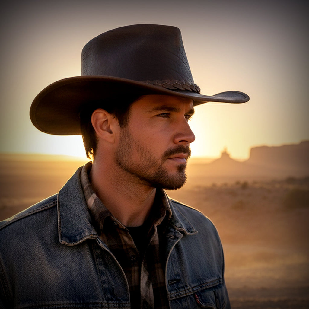 The Clayton – Weathered Brown Leather Cowboy Hat