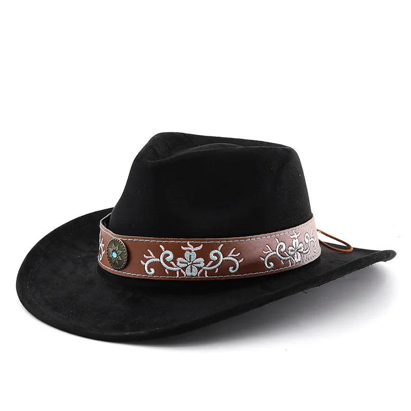 The Santa Fe – Embroidered Band Suede Cowboy Hat