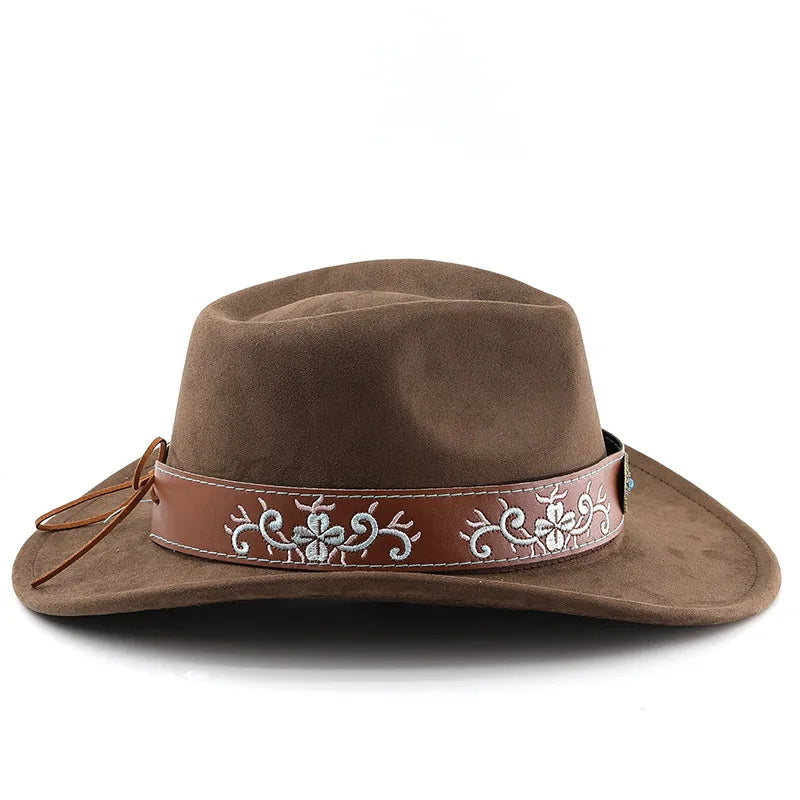 The Santa Fe – Embroidered Band Suede Cowboy Hat