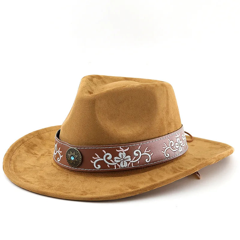 The Santa Fe – Embroidered Band Suede Cowboy Hat