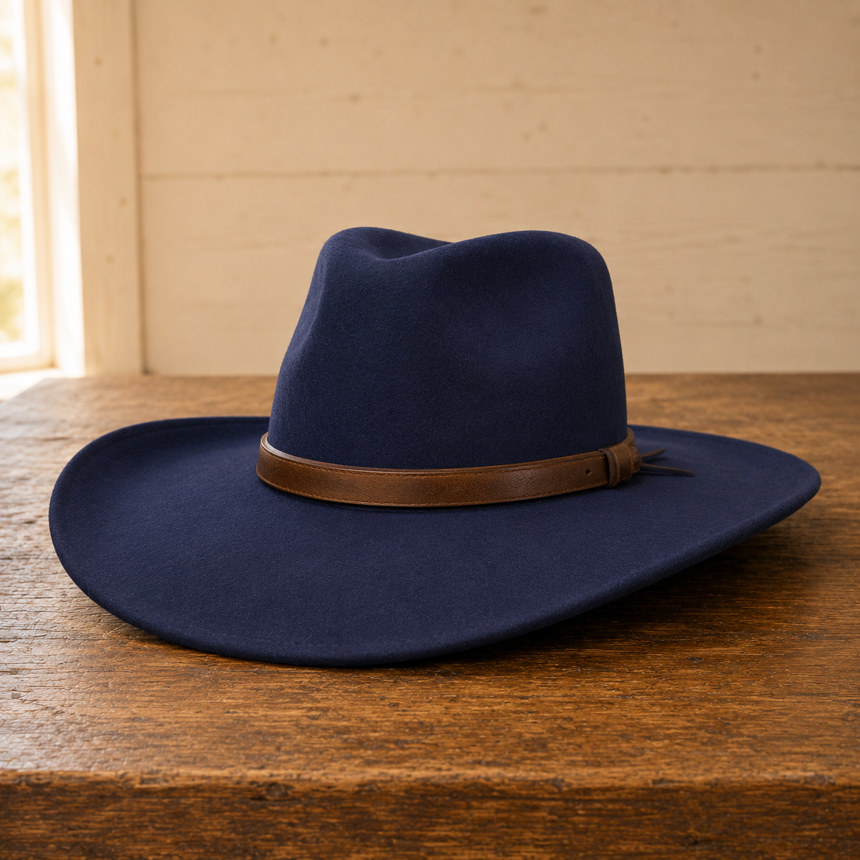 The Montana – Navy Wide Brim Wool Cowboy Hat