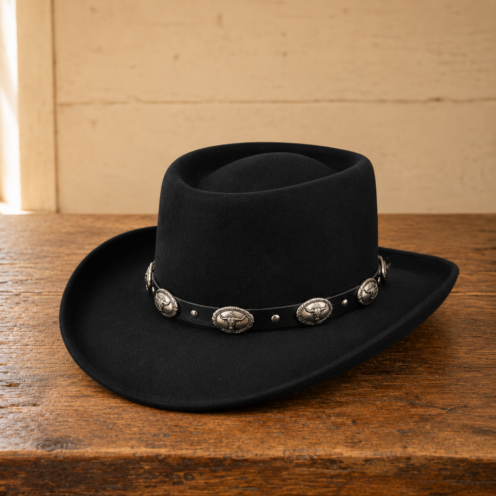 The Sundance – Black Concho Band Gambler Hat
