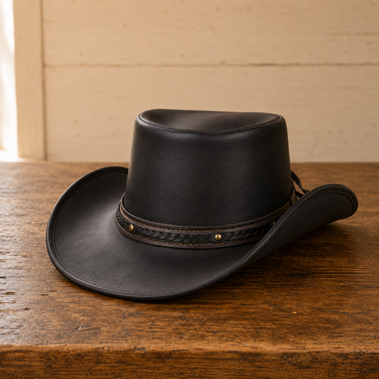 The Rawhide – Black Leather Cowboy Hat