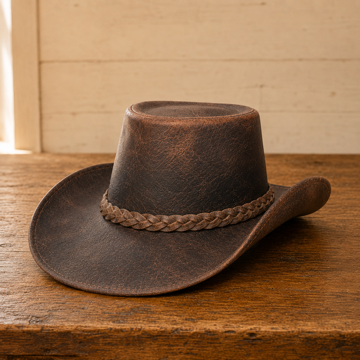 The Clayton – Weathered Brown Leather Cowboy Hat