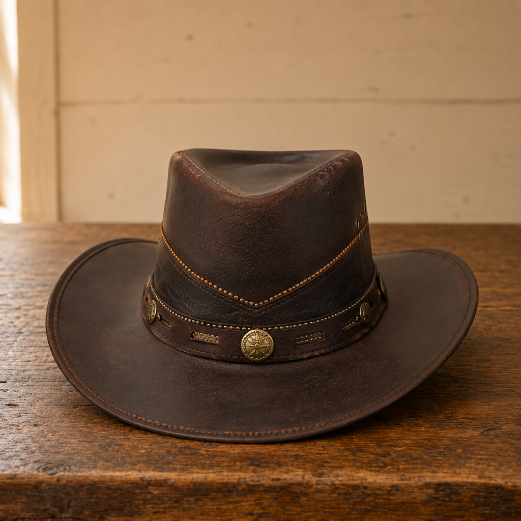 The Cimarron – Studded Leather Cowboy Hat