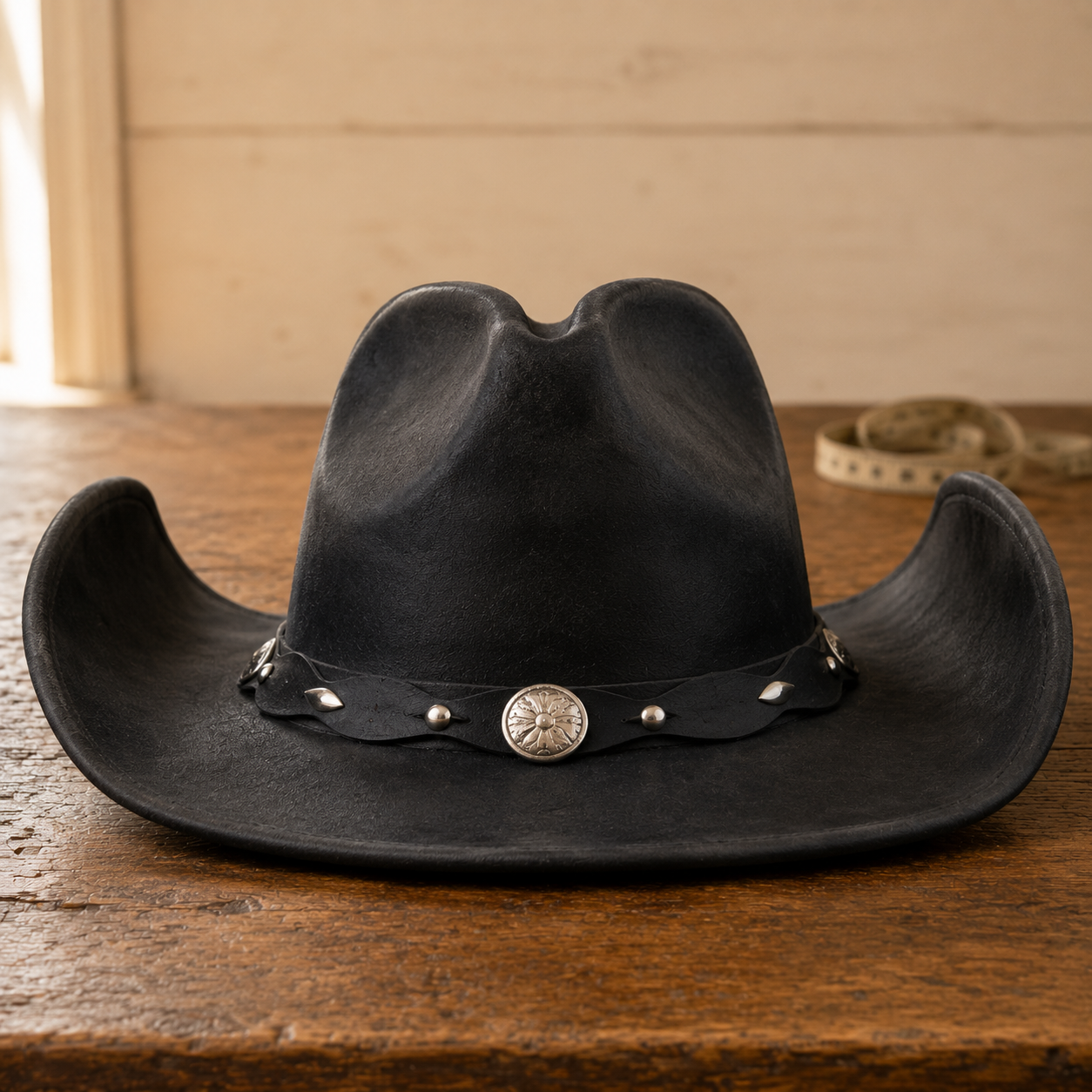 The Outlaw – Concho Band Leather Cowboy Hat