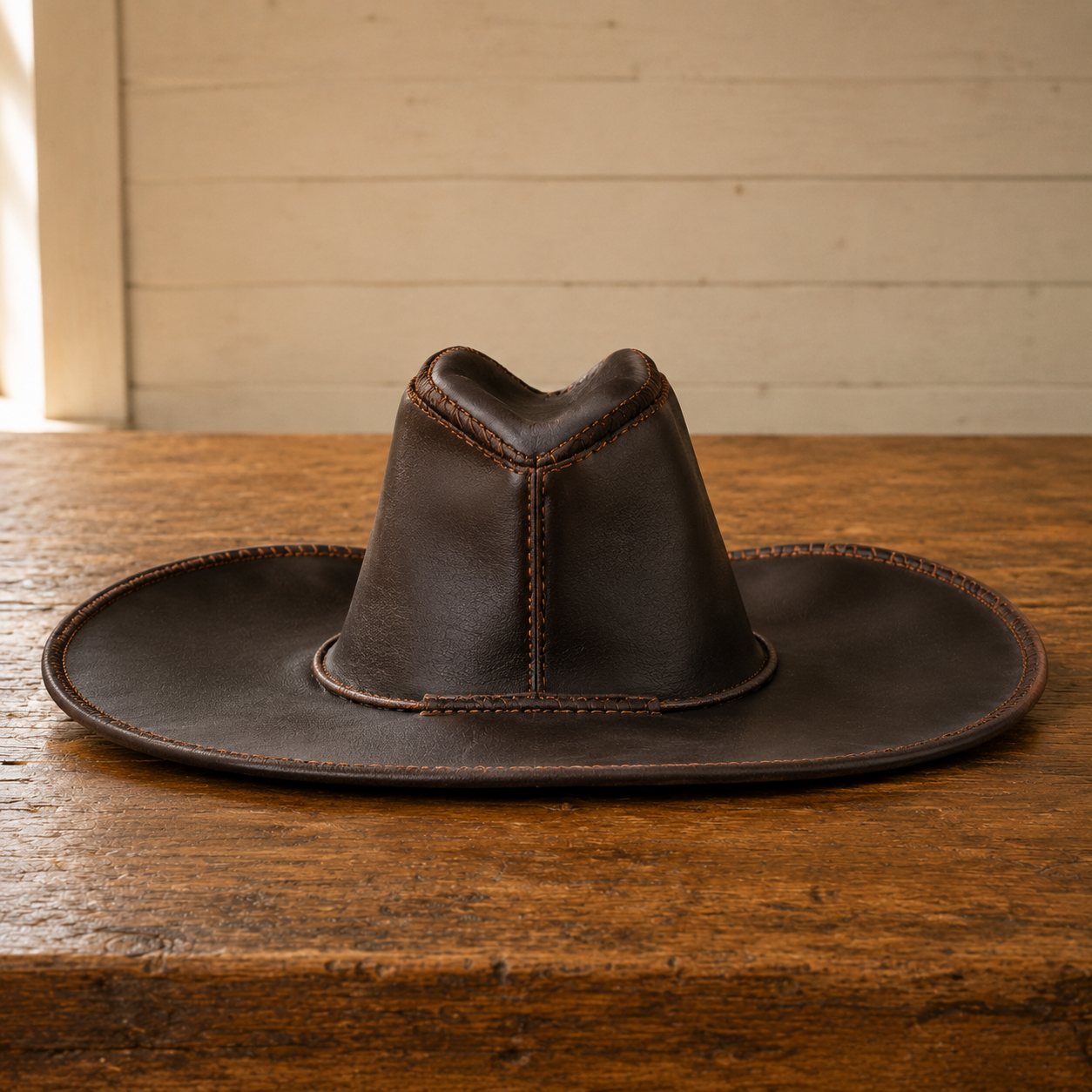The Tombstone – Wide Brim Leather Cowboy Hat