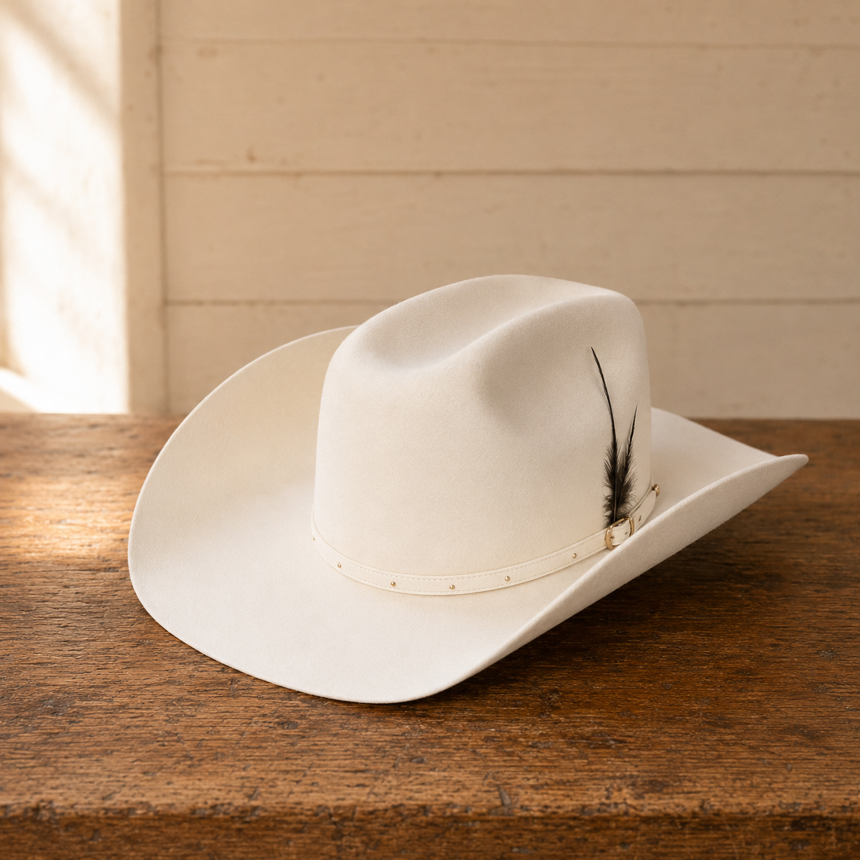 The El Paso – White Feather Band Wool Cowboy Hat