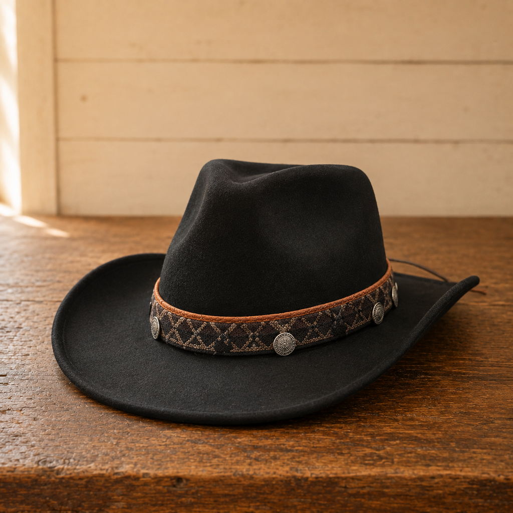 The Rawlins – Patterned Band Black Cowboy Hat