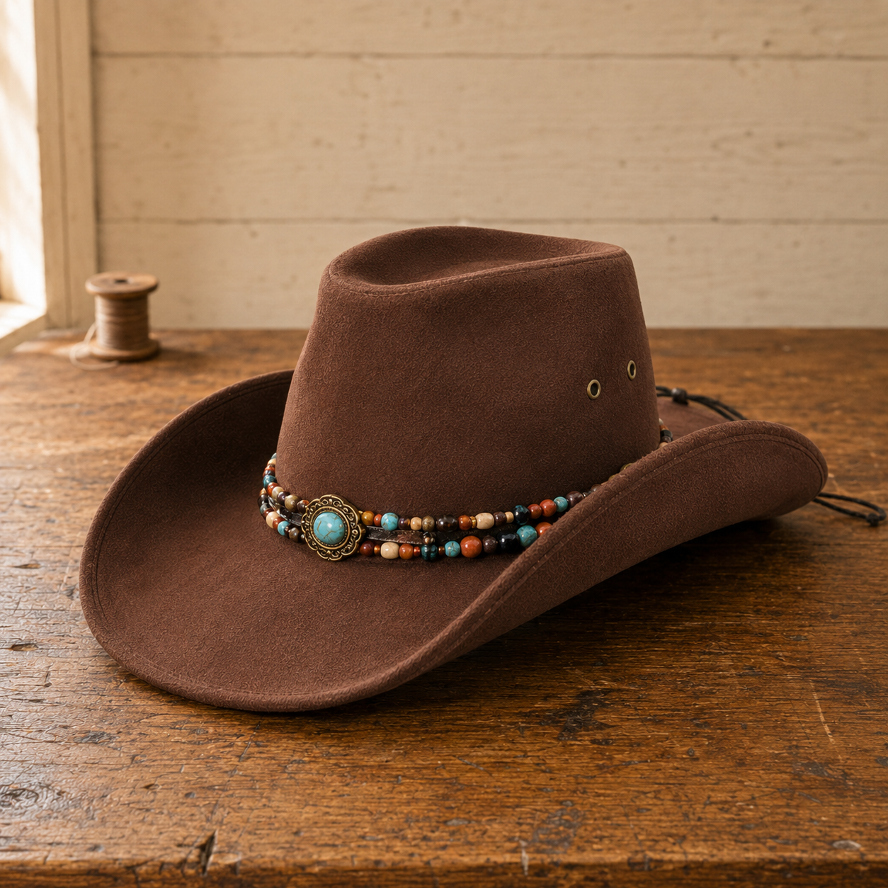 The Roswell – Beaded Band Suede Cowboy Hat
