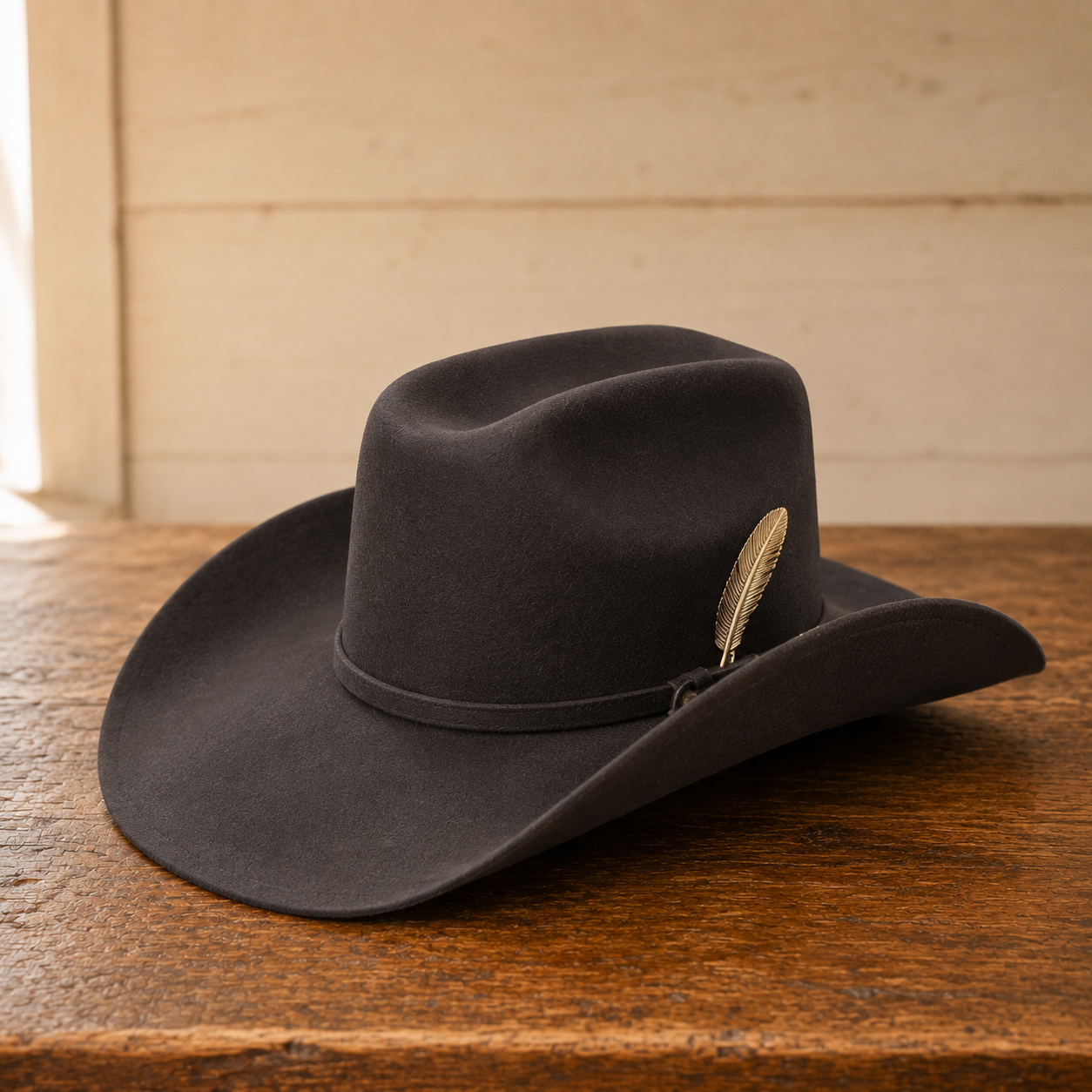 The Billings – Gold Feather Wool Cowboy Hat