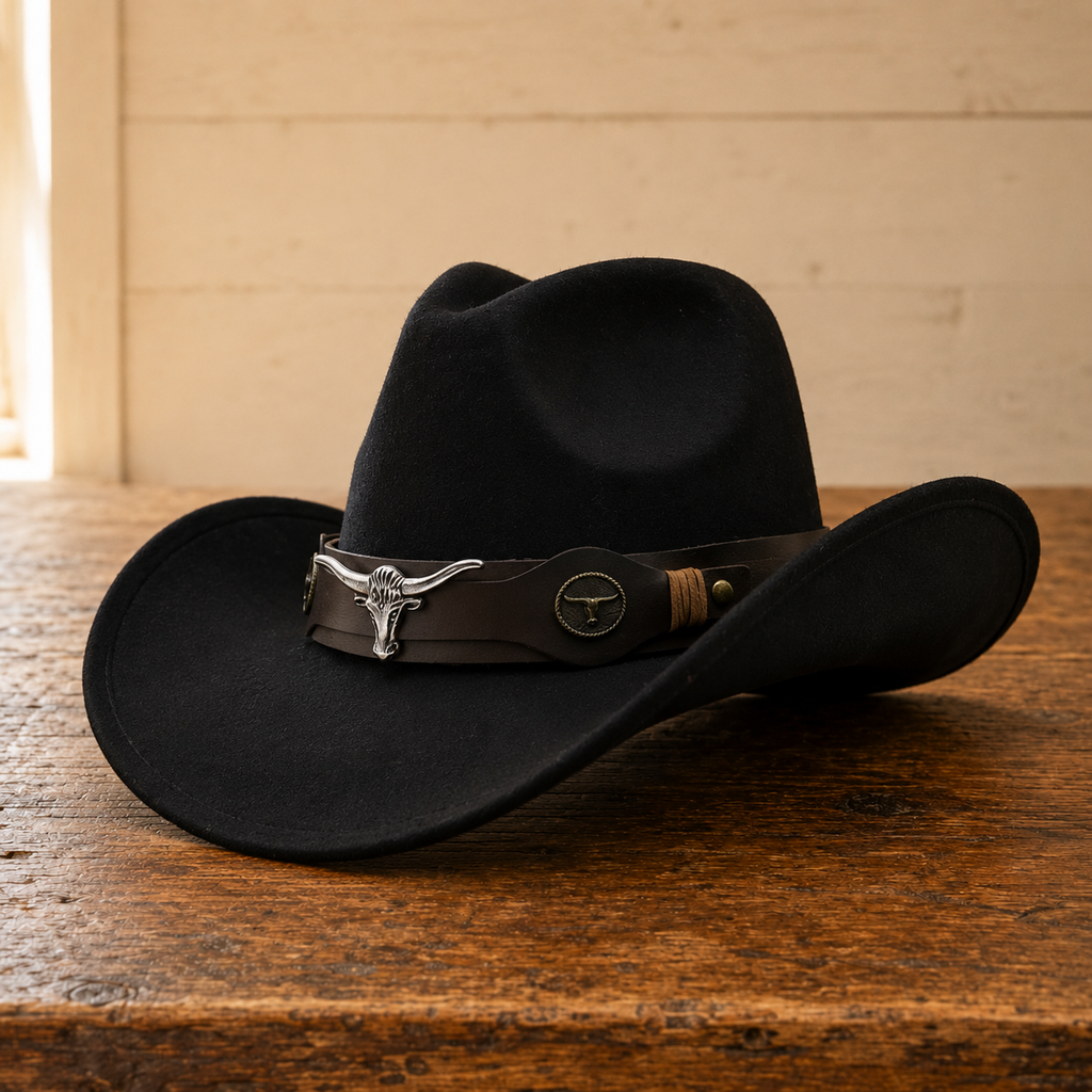 The Fort Worth – Black Wool Longhorn Cowboy Hat