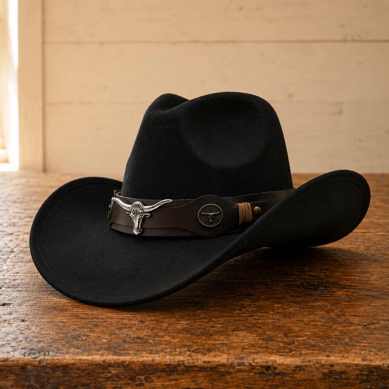 The Fort Worth – Black Wool Longhorn Cowboy Hat
