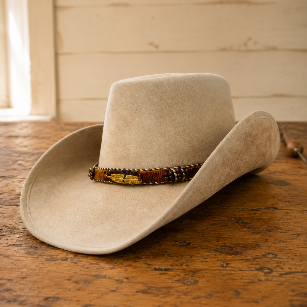 The Flagstaff – Beaded Band Leather Cowboy Hat