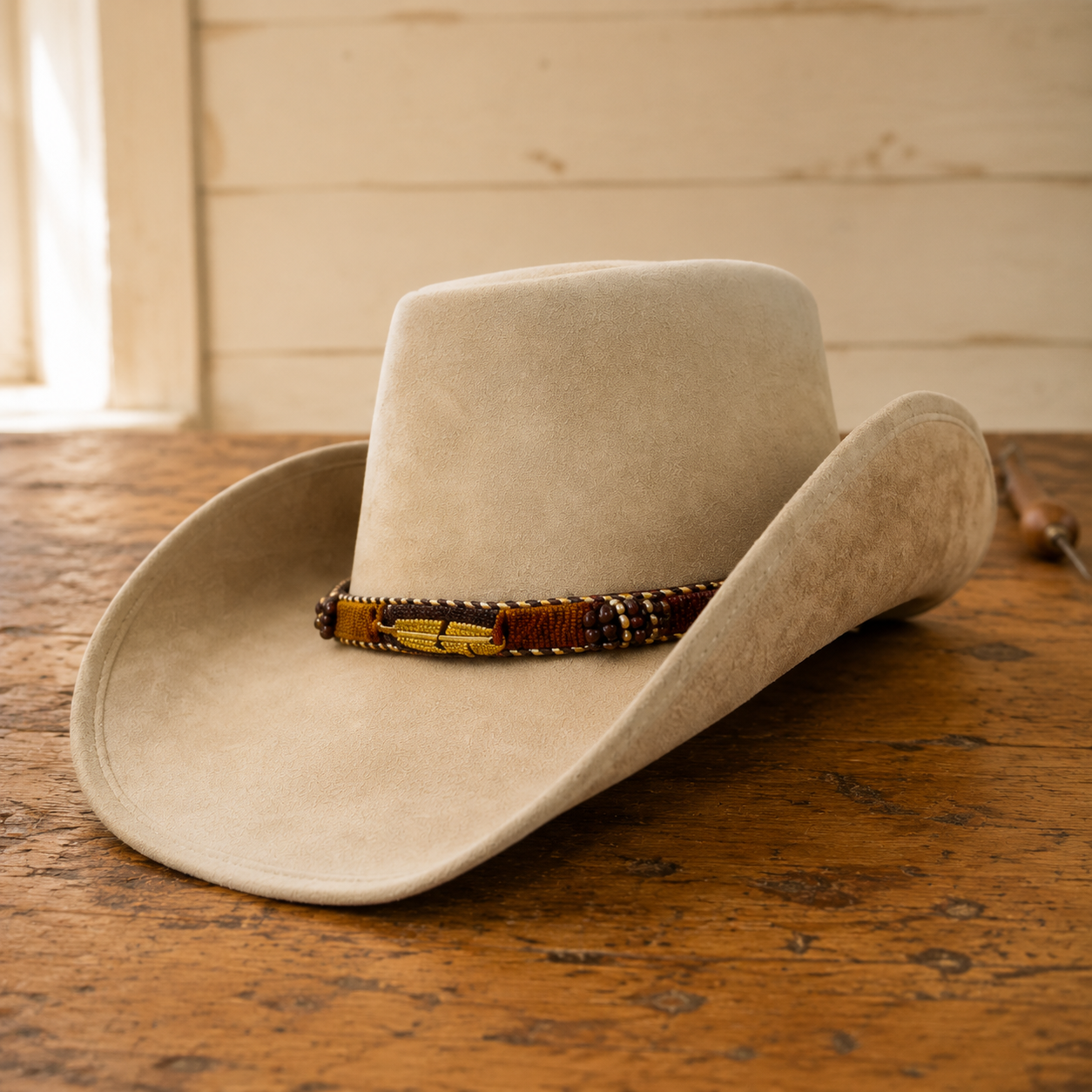 The Flagstaff – Beaded Band Leather Cowboy Hat