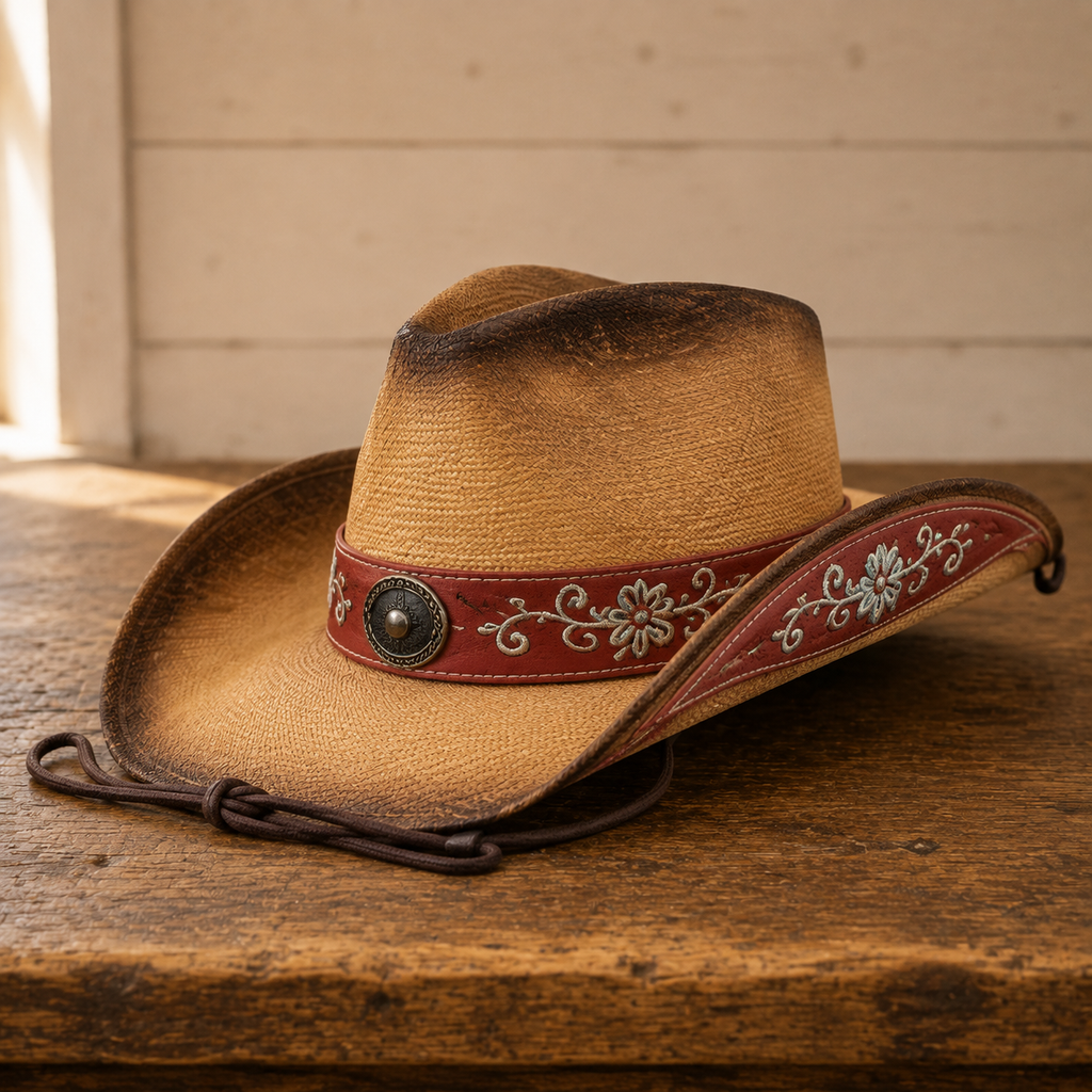 The Marfa – Floral Band Straw Cowboy Hat