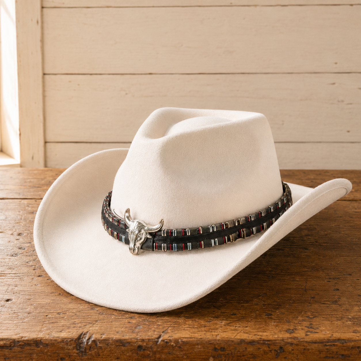 The Helena – White Studded Band Cowboy Hat