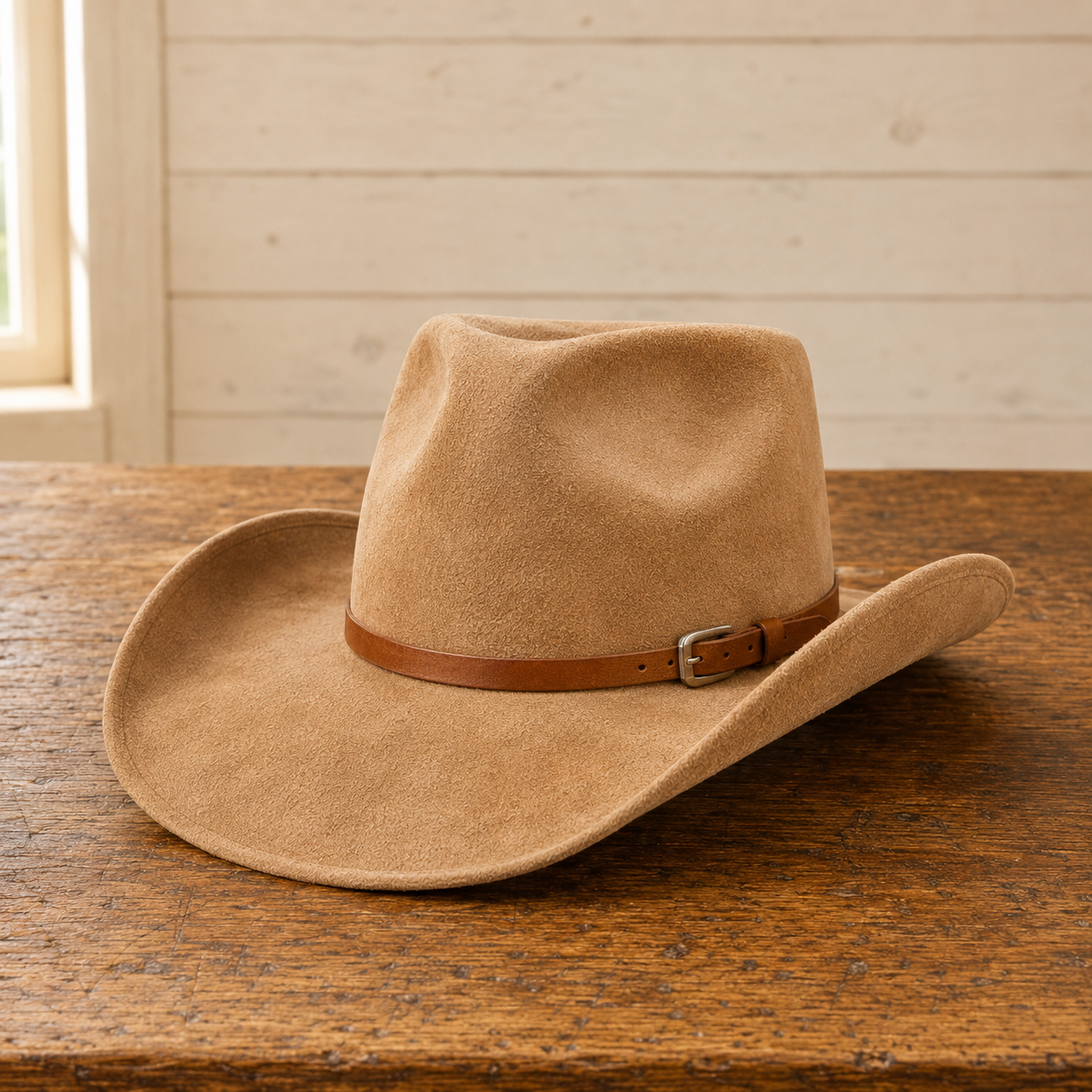 The Bismarck – Tan Suede Buckle Band Cowboy Hat