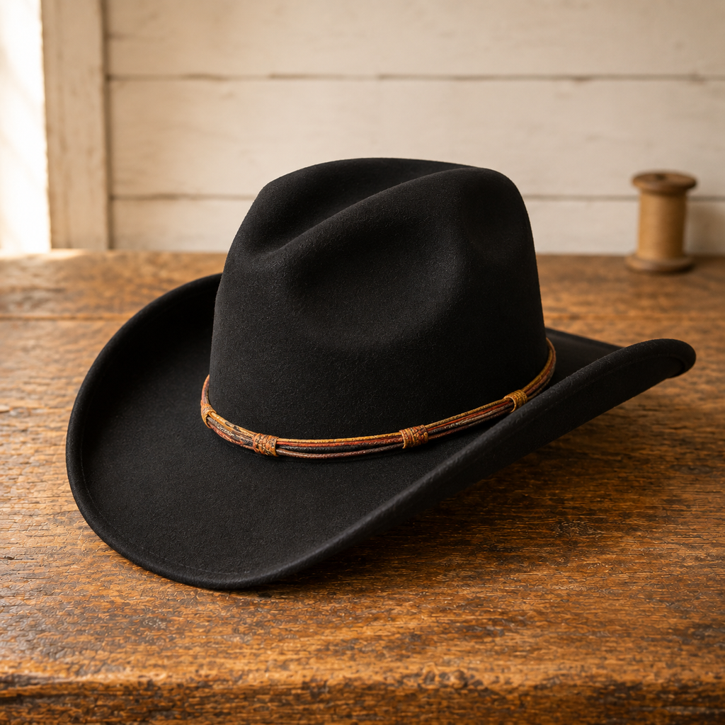 The Livingston – Black Wool Braided Band Cowboy Hat
