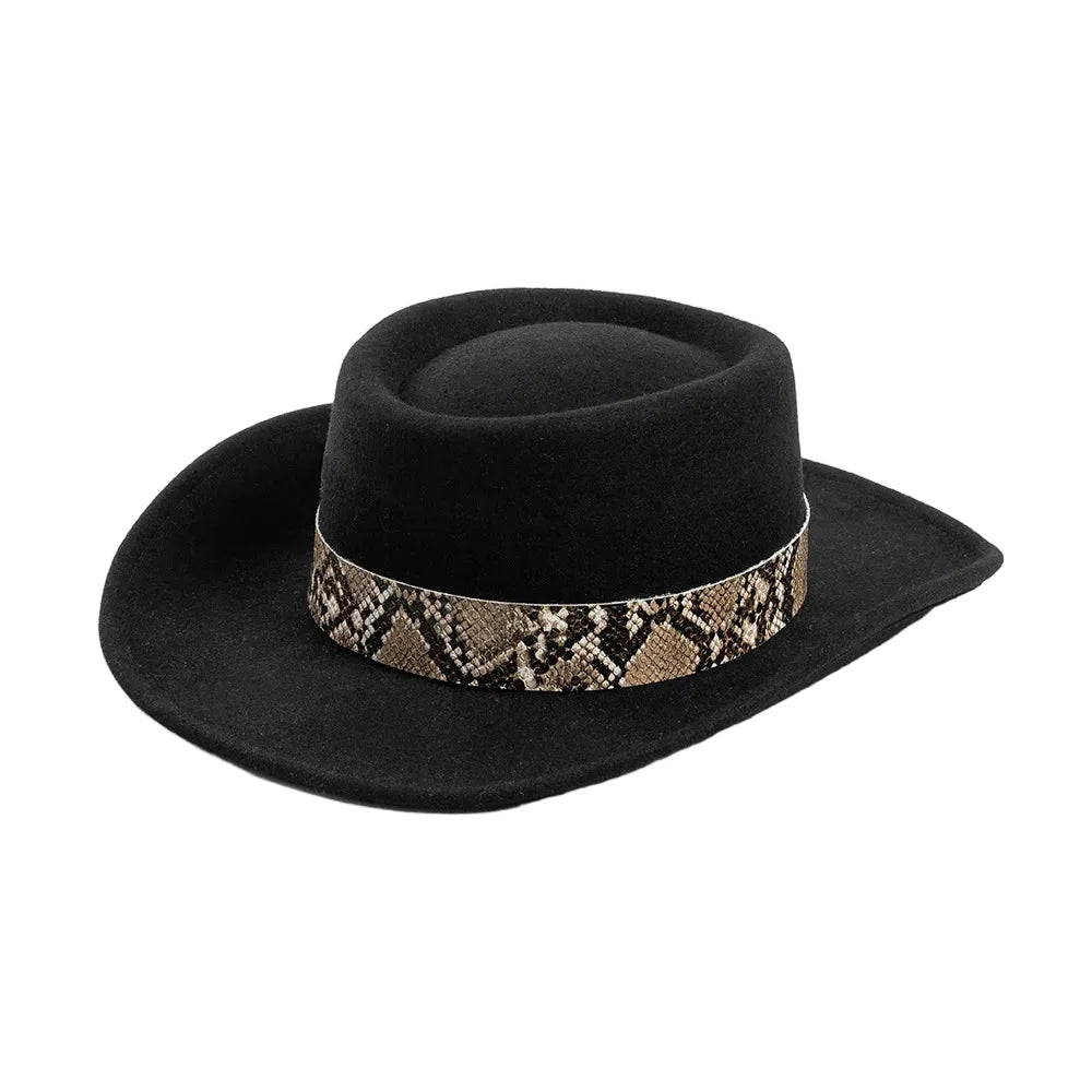 The Jackson – Patterned Band Wool Gambler Hat