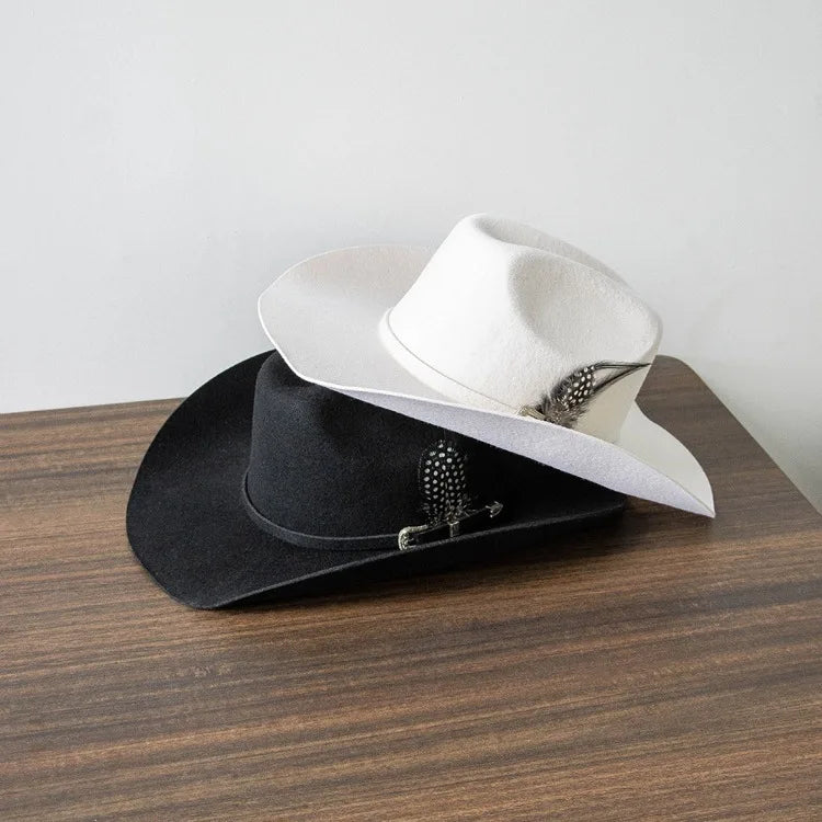 The El Paso – White Feather Band Wool Cowboy Hat