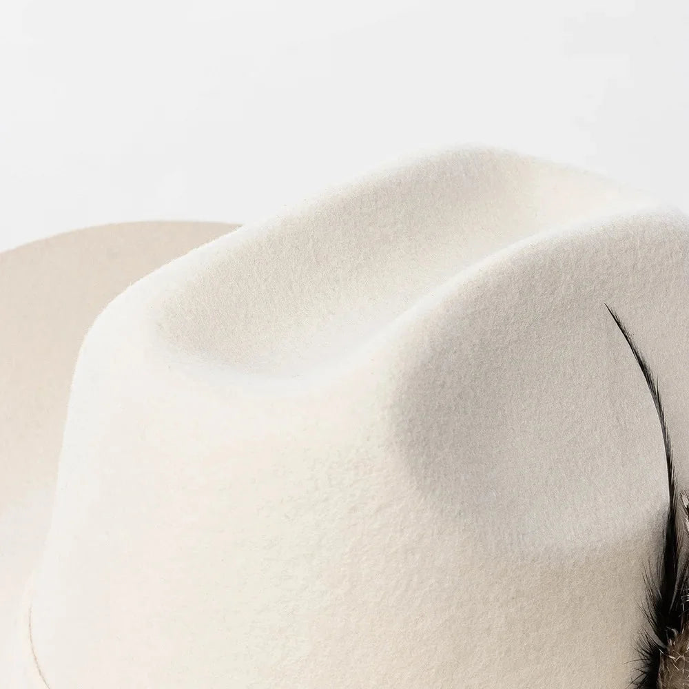 The El Paso – White Feather Band Wool Cowboy Hat
