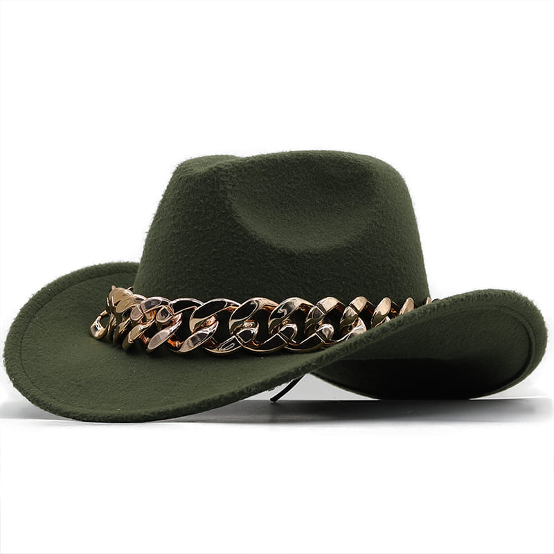 The Deadwood – Gold Chain Wool Cowboy Hat