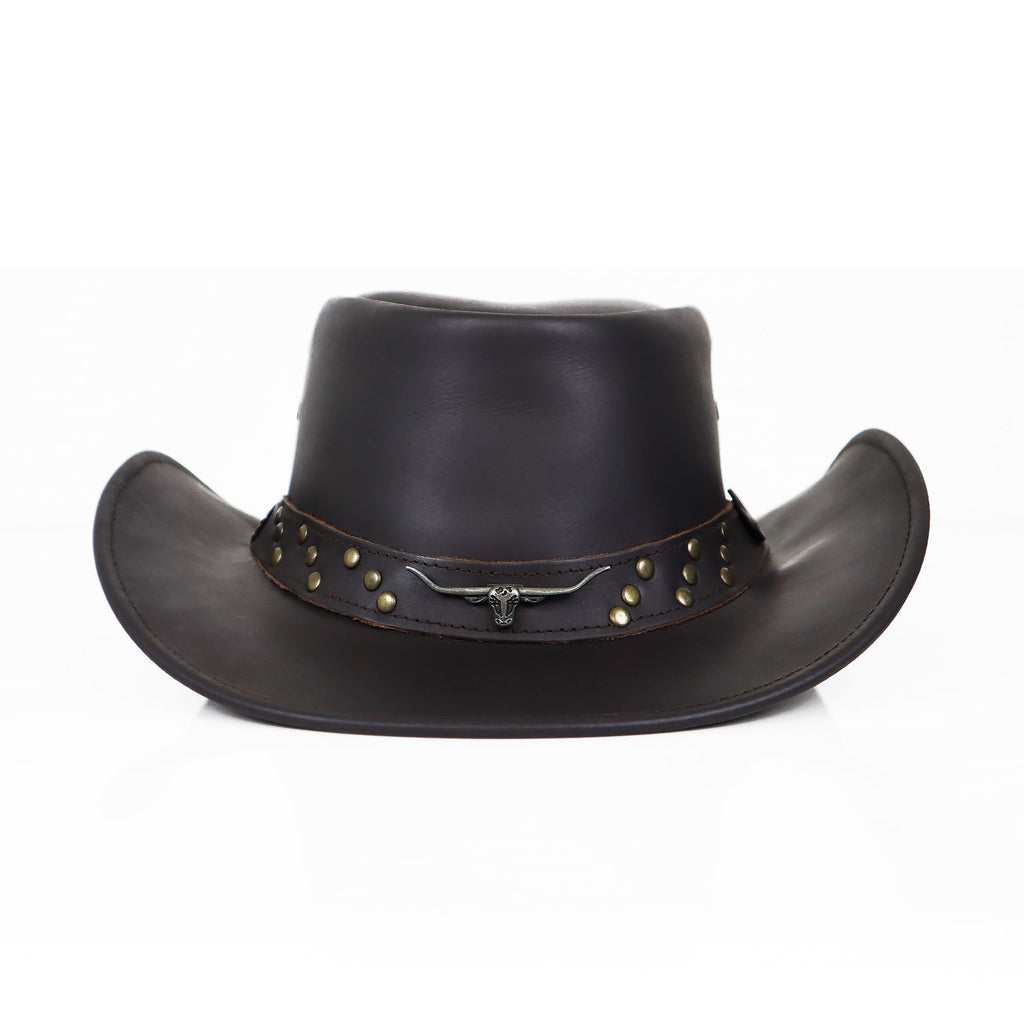 The Eagle Pass – Black Studded Leather Cowboy Hat