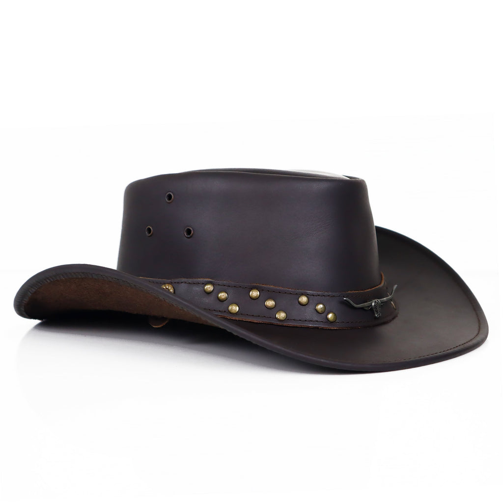 The Eagle Pass – Black Studded Leather Cowboy Hat