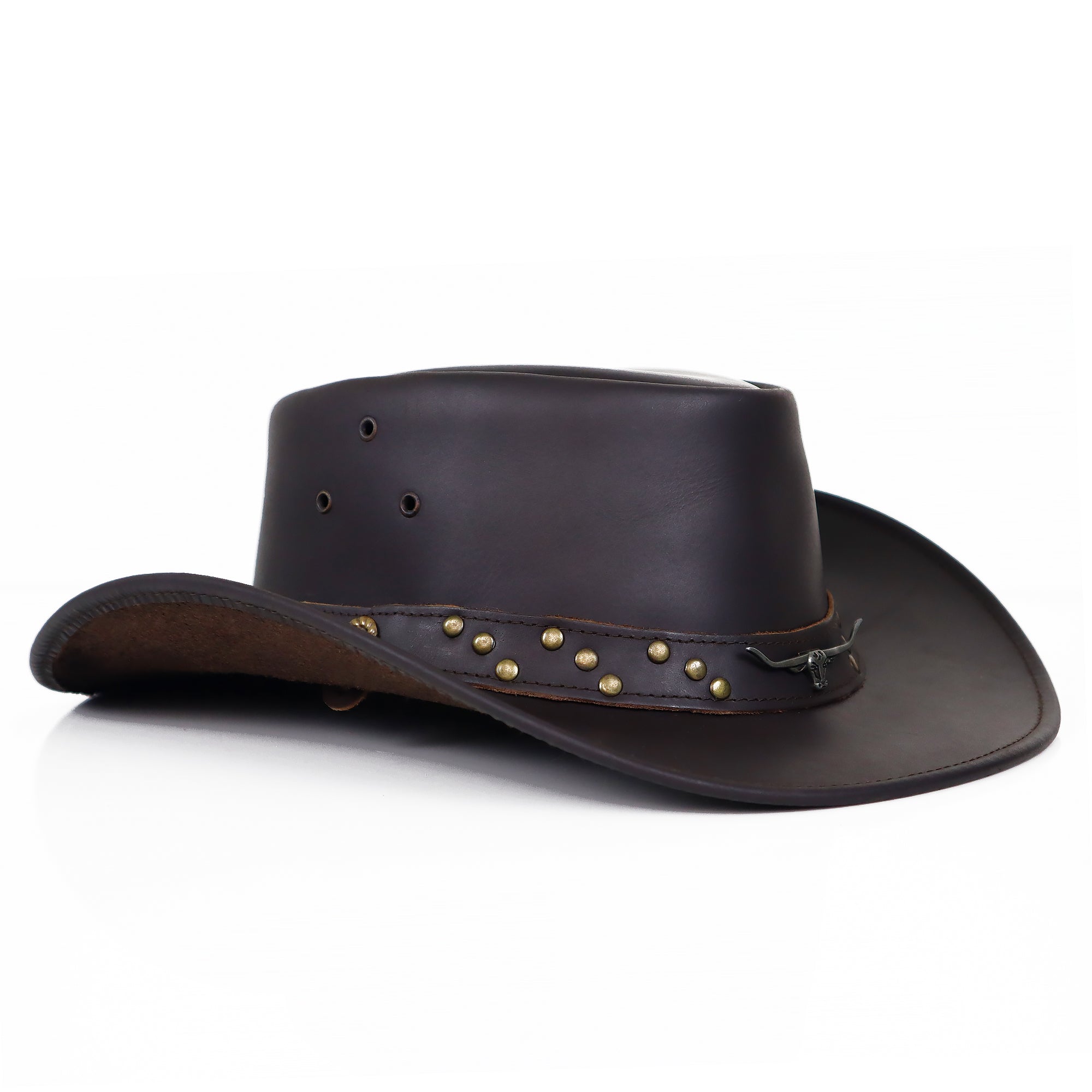 The Eagle Pass – Black Studded Leather Cowboy Hat