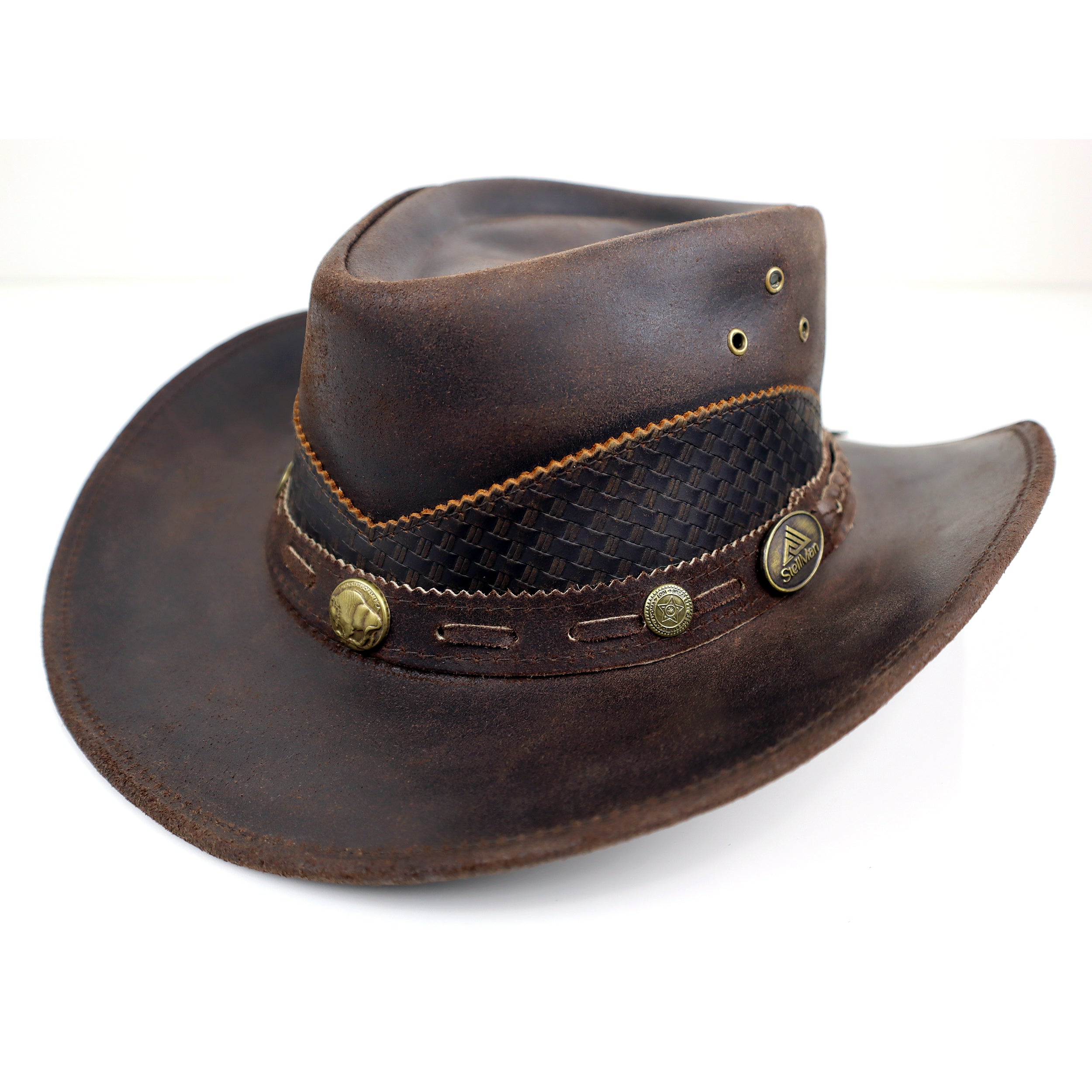 The Cimarron – Studded Leather Cowboy Hat