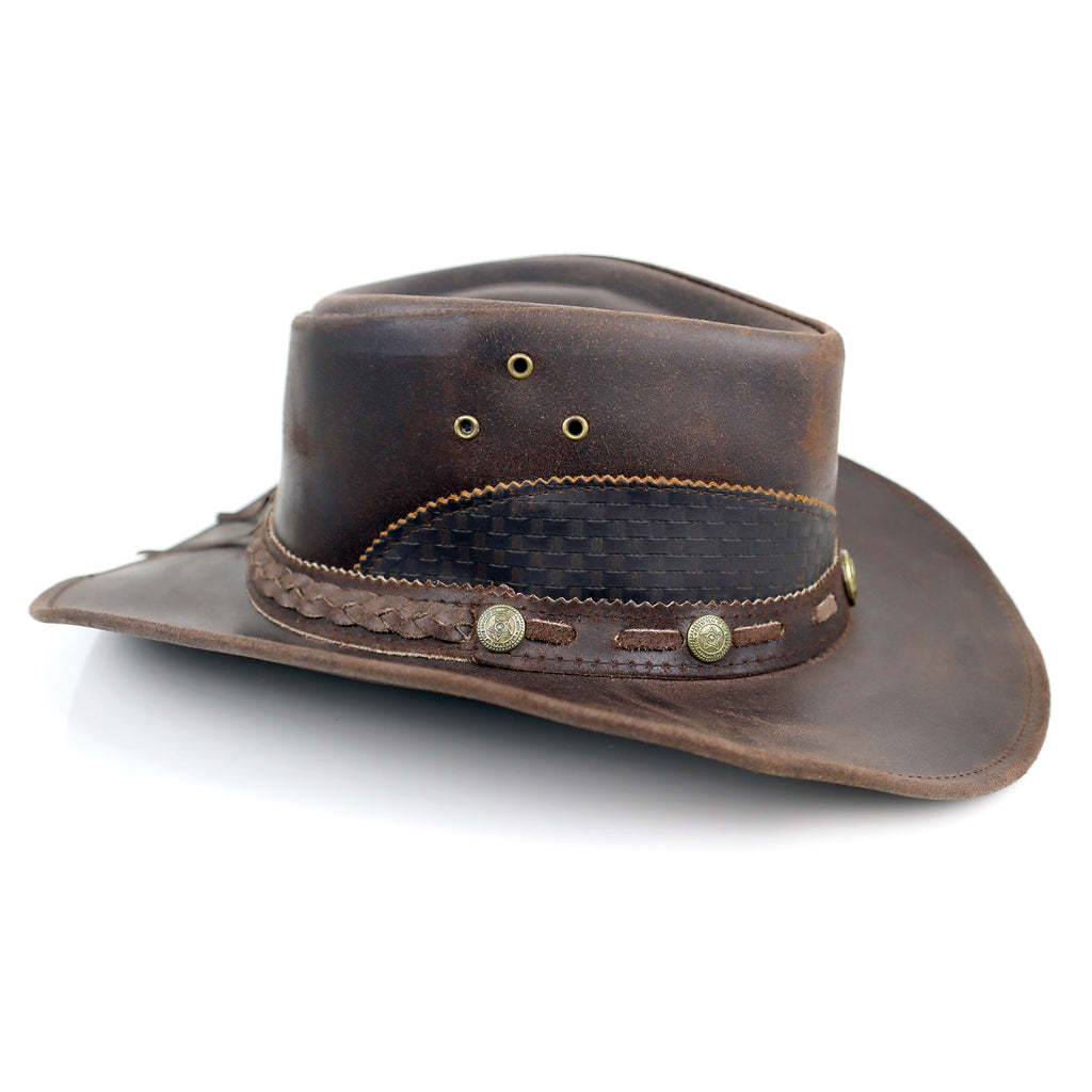 The Cimarron – Studded Leather Cowboy Hat
